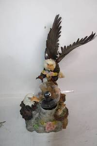 lot 156 image: Decorative Eagle Figurine Lamp with Floral Accents