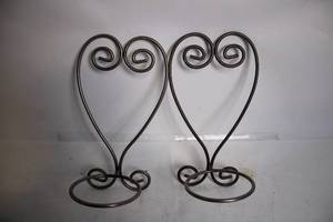 lot 162 image: Pair of Iron Scroll-Design Tabletop Wine Holders