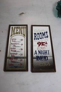 lot 165 image: Pair of Vintage Style Menu and Room Rate Signs