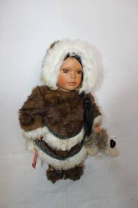 lot 169 image: Vintage Inuit Style Doll with Fur Trim Outfit