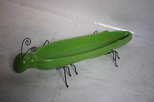 lot 171 image: Unique Green Insect Shaped Ceramic Planter with Wire Legs