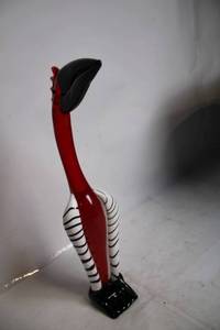 lot 215 image: Handcrafted Red and Black Glass Figurine of Bird