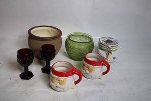 lot 233 image: Assorted Decorative Glasses, Mugs, and Jars Collection