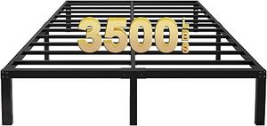 lot B-18-BL image: 14 Inch Tall 3500lbs Heavy Duty Metal Bed Framewith StorageMattress FoundationSteel Slats PlatformNoise FreeNo Box Spring Needed,Queen