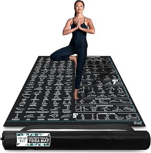 lot F-35-BL image: Extra-Large Instructional Yoga Mat with Poses Printed On It - 3X Bigger & 2X Wider than Regular Workout Mats - 150 Illustrated Yoga Poses and Stretches - Wide, Non-Slip, Barefoot Exercise Mat
