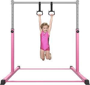 lot K-9-BL image: Gymnastics Bar for Kids Ages 3-15 for Home - Steady Steel Construction, Anti-Slip, Easy to Assemble, 3 to 5 Adjustable Height