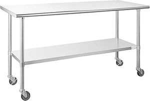 lot L-30-OR image: Hally Stainless Steel Table for Prep & Work 24 x 72 Inches with Caster Wheels, NSF Commercial Heavy Duty Table with Undershelf and Galvanized Legs for Restaurant, Home and Hotel