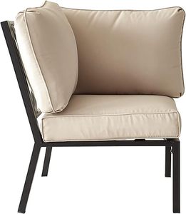 lot L-335-BL image: LOKATSE HOME Outdoor Corner Sofa Patio Bistro Furniture Dining Chair with Cushion for Garden, Beige