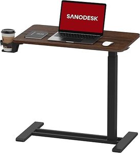 lot O-3-BL image: Mobile Standing Desk with Hidden Wheels,Pneumatic Laptop Desk Rolling Computer Cart Movable Height Adjustable Small Sit Stand Desk for Home Office(27.6 W x 15.7 D, Maple)