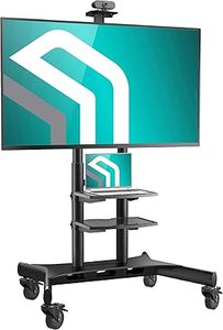 lot O-20-BL image: Mobile TV Stand on Wheels for 50-86 Inch TVs up to 200 lbs, Height Adjustable TV Stand Movable max VESA 800x500 Portable, Rolling TV Cart with WheelsTV Roller Black