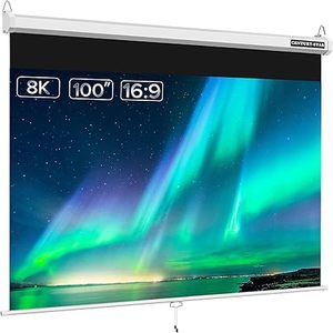 lot O-366-OR image: 100 inch Projector Screen Pull Down, 3 Layers PVC Auto-Locking Manual Pull Down Projector Screen Retractable, 169 Portable Screen Indoor Outdoor - Home Theater Office Education