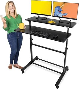 lot O-452-OR image: Stand Steady Tranzendesk  Height-Adjustable Mobile Standing Desk with Shelf  Two-Level Portable Workstation for Presentations (Black40x28in)