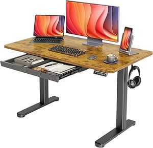 lot O-454-OR image: YDN Standing Desk with Drawers, Electric Adjustable Height 48 x 24 Inch Stand Up Desks for Home Office, Rustic Brown