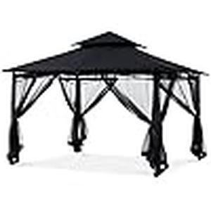 lot P-24-BL image: MASTERCANOPY Outdoor Garden Gazebo for Patios with Stable Steel Frame and Netting Walls (10x10,Black)