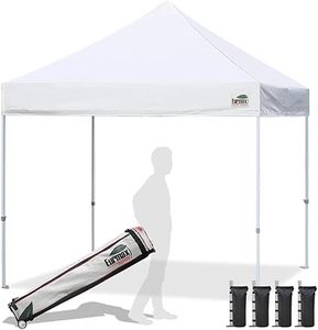 lot P-38-BL image: Eurmax USA Standard 10x10ft Patio Pop Up Canopy Tent for Outdoor Events Commercial Instant Canopies with Heavy Duty Roller Bag,Bonus 4 Canopy Sand Bags (White)