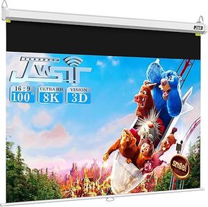 lot E-423-OR image: Projector Screen Pull Down, JWSIT 100 inch Manual Pull Down Projector Screen-Upgraded 3 Layers PVC 169 Auto-Locking Retractable Projector Screen for Movie Home Theater Cinema Office Video Game