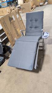 lot P-229-OR image: GOLDSUN Aluminum Outdoor Folding Reclining Lounge Chair (Grey, Single)