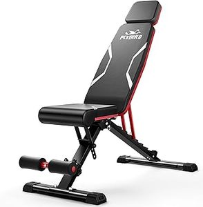 lot F-115-BL image: FLYBIRD Adjustable Weight Bench with Headrest, Foldable Workout Bench for Home Gym, Fit Users up to 65, 750LBS Weight Capacity Exercise Bench