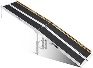 lot M-58-BL image: HABUTWAY 10ft Wheelchair Ramp, Portable Wheelchair Ramp with Support Legs, Double Non-Skid Ramps Hold Up to 800Lbs, Threshold Ramps for Home,Stairs, Curbs,Steps,Doorway