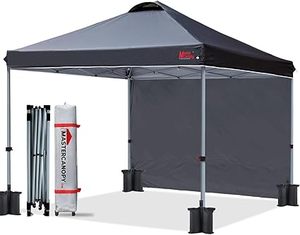 lot P-182-BL image: MASTERCANOPY Durable Pop-up Canopy Tent with 1 Sidewall (10x10,Black)