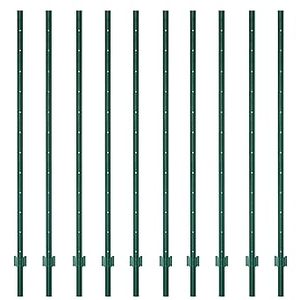 lot P-228-BL image: Metal Fence Post 7feet, Heavy Duty Garden Fence Post for Holding Wire Fence, Sign U Post Pack of 10 Sturdy Outdoor No Dig Fence Post for Garden Yard  Green