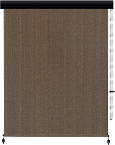 lot P-233-BL image: Outdoor Premium Roller Shades for Patio, Patio Blinds Roll Up Shade Corded Exterior Sun Shade with Aluminum Valance (6 W X 8 L)
