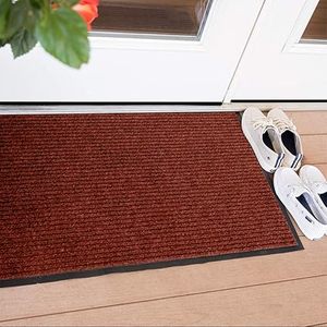 lot R-95-BL image: Carpeted IndoorOutdoor Entrance Mat for Home or Office, 4 X 6, Absorbent Slip Resistant Heavy Duty Entry Mat, RedBlack