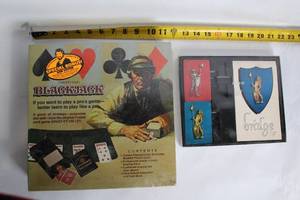 lot 23 image: Vintage Blackjack and Bridge Card Game Set with Accessories
