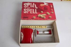 lot 34 image: Vintage Spill and Spell Word Game by Parker Brothers