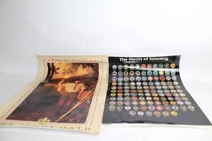 lot 108 image: Pair of Boy Scouts of America Posters - Scout Oath and Merit Badges