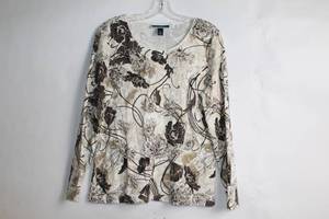 lot 131 image: Karen Scott Long Sleeve Womens Floral Print Top - Size L