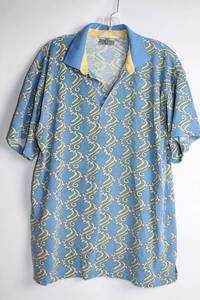 lot 139 image: Mens The Golf Authority Polo Shirt, Size L, BlueYellow Pattern