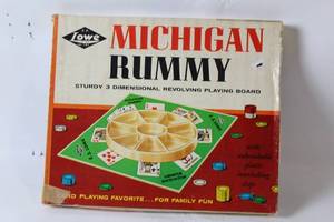 lot 180 image: Vintage Michigan Rummy Game with Sturdy Revolving Board