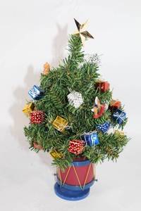 lot 188 image: Miniature Christmas Tree with Ornaments and Drum Base