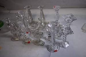 lot 204 image: Large Collection of Crystal Candle Holders Assortment
