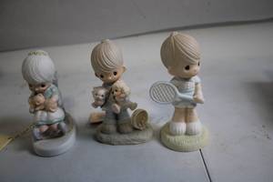 lot 244 image: Set of 3 Precious Moments Figurines with Sports and Play Themes