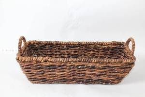 lot 282 image: 15-inch Natural Woven Rectangular Basket with Handles