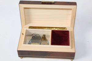 lot A-351 image: Reuge Swiss Music Box with Floral and Instrument Inlay