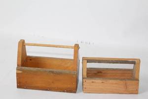 lot 356 image: Set of 2 Wooden Tool Caddies with Handles