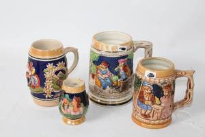 lot 368 image: Set of 4 Decorative Ceramic Beer Steins with Bavarian Motifs