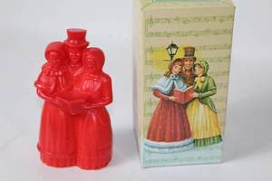 lot 377 image: Vintage Christmas Carolers Red Wax Candle with Original Box