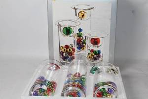 lot 382 image: Set of 3 Glass Vases with Colored Baubles