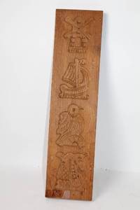 lot 404 image: Hand-Carved Wooden Panel with Windmill and Nautical Designs