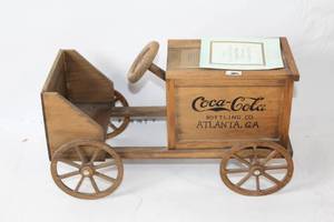 lot 413 image: Vintage Wooden Coca-Cola Delivery Cart Model