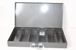 lot 450 image: Metal Coin Storage Box with Compartments