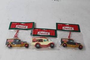 lot 478 image: Set of 3 Coca-Cola Delivery Truck Ornaments by The Coca-Cola Company (2001)