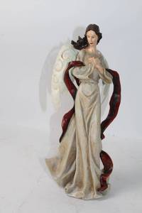 lot 492 image: Elegant Angel Figurine with Red Sash