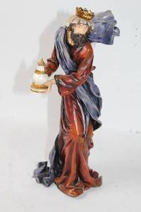 lot 494 image: Collectible Resin Figurine of a Wise Man with Gift