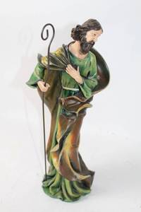 lot 496 image: 17-Inch Handcrafted Figurine of Biblical Shepherd with Staff