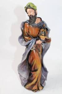 lot 497 image: Vintage 14-inch Porcelain Figurine of a Bearded Gentleman with Gift